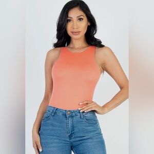 329B-ORANGE. Double Layer Tank Bodysuit